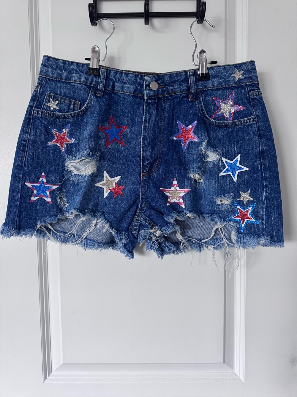 Fourth of July 🇺🇸 Denim Star Appliqué Distressed Women’s Shorts